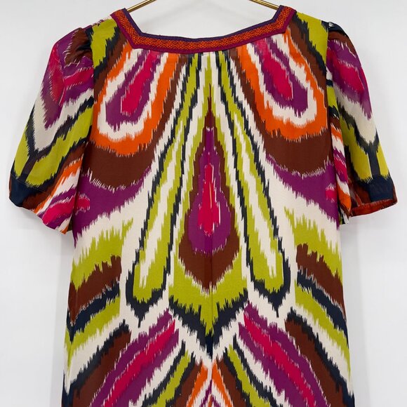 Trina Turk 100% Silk Multicolor Ikat Print Mini Dress Women’s Size 2 - Picture 5 of 8